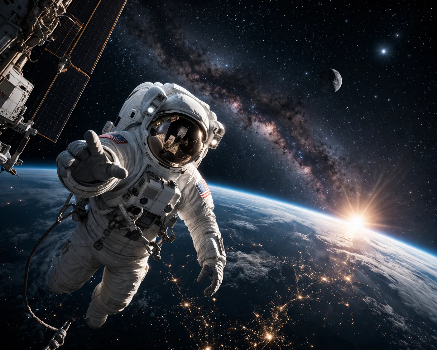Astronaut boven de aarde